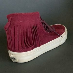 High top suede vans with fringe
